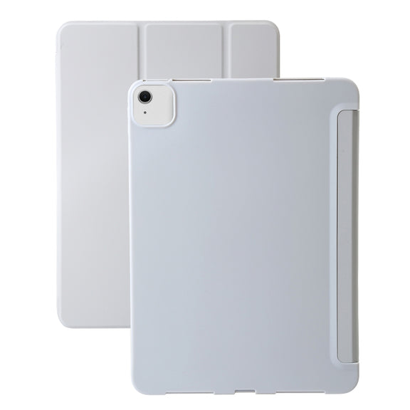 For iPad Air 11 2025 / 2024 Three-fold Holder Flip Tablet Leather Case(Grey)