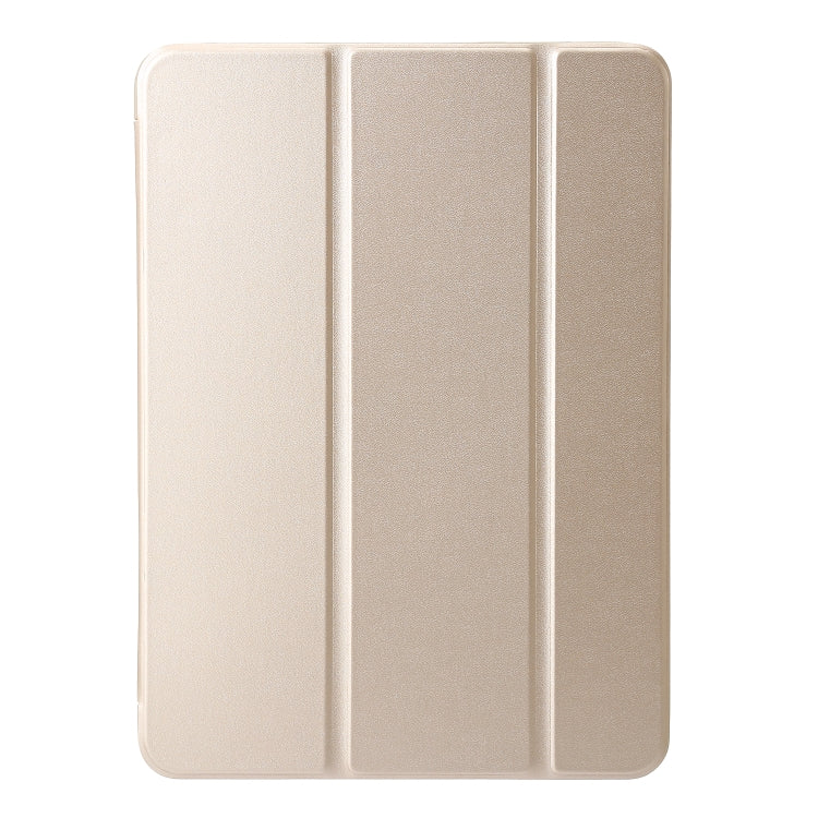 For iPad Air 11 2024 Three-fold Holder Flip Tablet Leather Case(Gold)