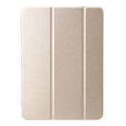 For iPad Air 11 2024 Three-fold Holder Flip Tablet Leather Case(Gold)