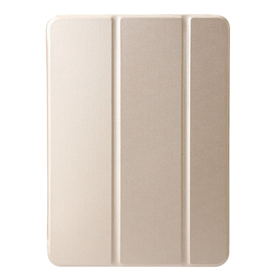 For iPad Air 11 2024 Three-fold Holder Flip Tablet Leather Case(Gold)