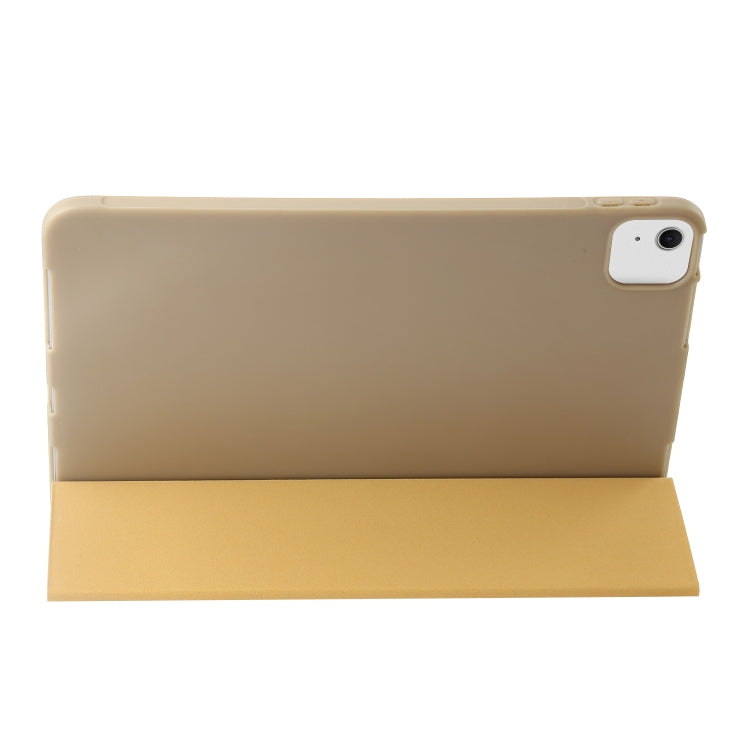 For iPad Air 11 2024 Three-fold Holder Flip Tablet Leather Case(Gold)