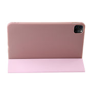 For iPad Pro 11 2024 Three-fold Holder Flip Tablet Leather Case(Rose Gold)