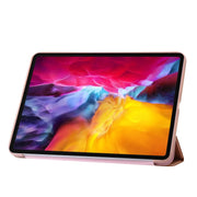 For iPad Pro 11 2024 Three-fold Holder Flip Tablet Leather Case(Rose Gold)