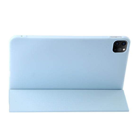 For iPad Pro 11 2024 Three-fold Holder Flip Tablet Leather Case(Sky Blue)
