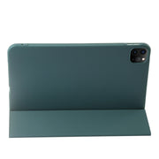 For iPad Pro 11 2024 Three-fold Holder Flip Tablet Leather Case(Dark Green)