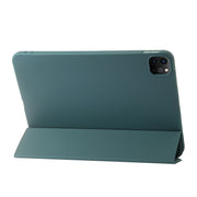 For iPad Pro 11 2024 Three-fold Holder Flip Tablet Leather Case(Dark Green)