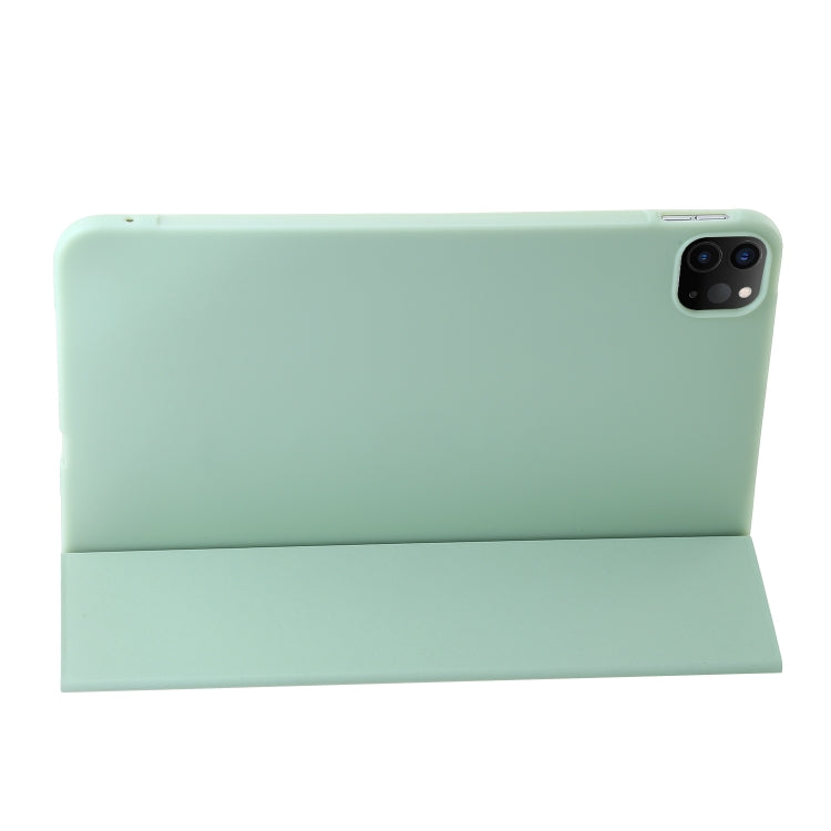 For iPad Pro 11 2024 Three-fold Holder Flip Tablet Leather Case(Mint Green)