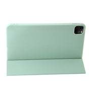 For iPad Pro 11 2024 Three-fold Holder Flip Tablet Leather Case(Mint Green)