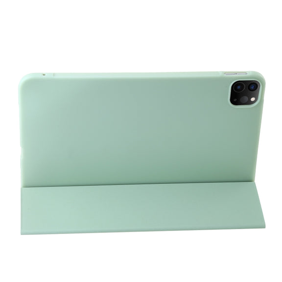 For iPad Pro 11 2024 Three-fold Holder Flip Tablet Leather Case(Mint Green)