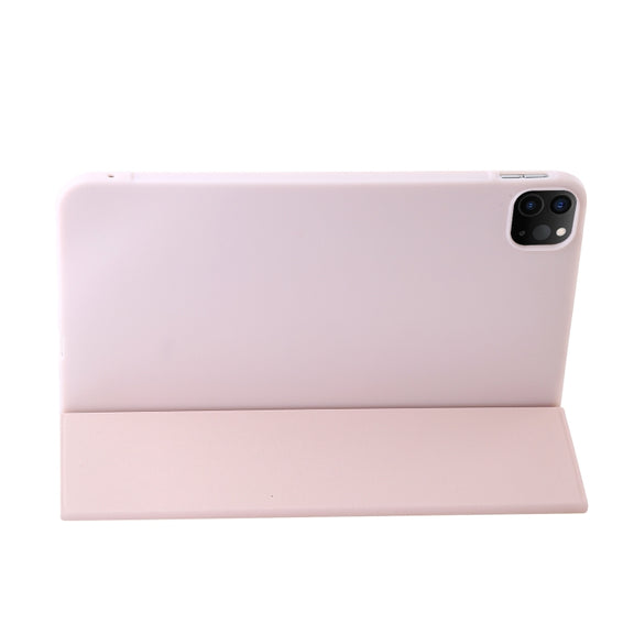 For iPad Pro 11 2024 Three-fold Holder Flip Tablet Leather Case(Light Pink)