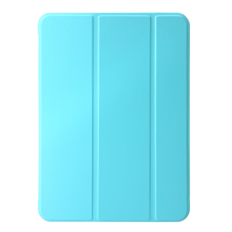 For iPad Pro 11 2024 Three-fold Holder Flip Tablet Leather Case(Mint Blue)