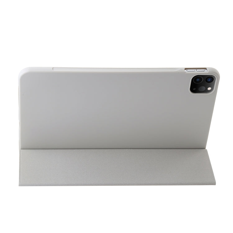 For iPad Pro 11 2024 Three-fold Holder Flip Tablet Leather Case(Grey)
