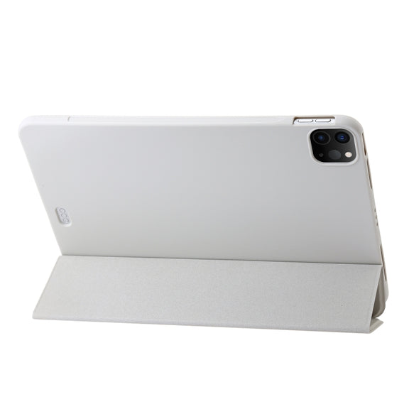 For iPad Pro 11 2024 Three-fold Holder Flip Tablet Leather Case(Grey)