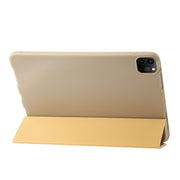 For iPad Pro 11 2024 Three-fold Holder Flip Tablet Leather Case(Gold)