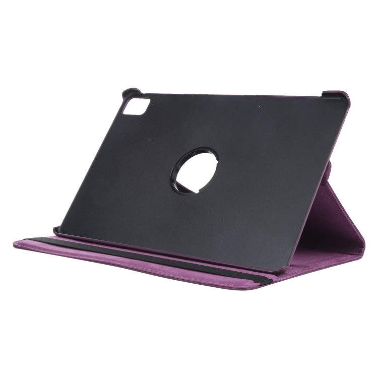 For iPad Pro 13 2024 360 Degree Rotation Litchi Texture Leather Tablet Case with Holder(Purple)