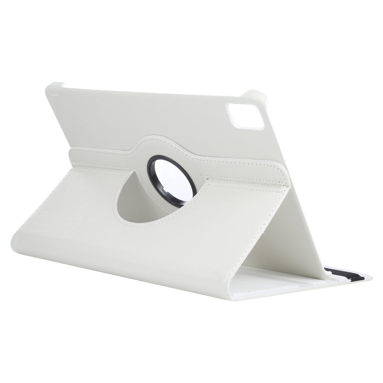 For iPad Pro 13 2024 360 Degree Rotation Litchi Texture Leather Tablet Case with Holder(White)