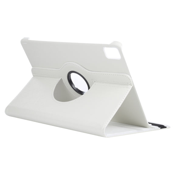 For iPad Pro 13 2024 360 Degree Rotation Litchi Texture Leather Tablet Case with Holder(White)