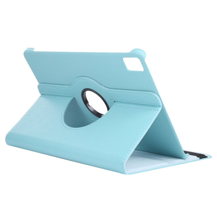For iPad Pro 11 2024 360 Degree Rotation Litchi Texture Leather Tablet Case with Holder(Sky Blue)