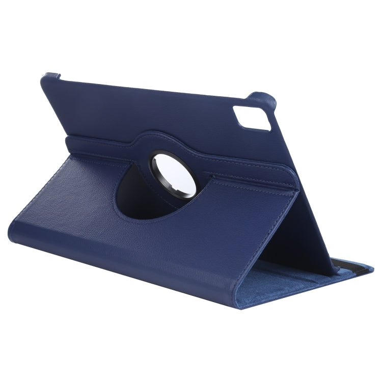 For iPad Pro 11 2024 360 Degree Rotation Litchi Texture Leather Tablet Case with Holder(Dark Blue)