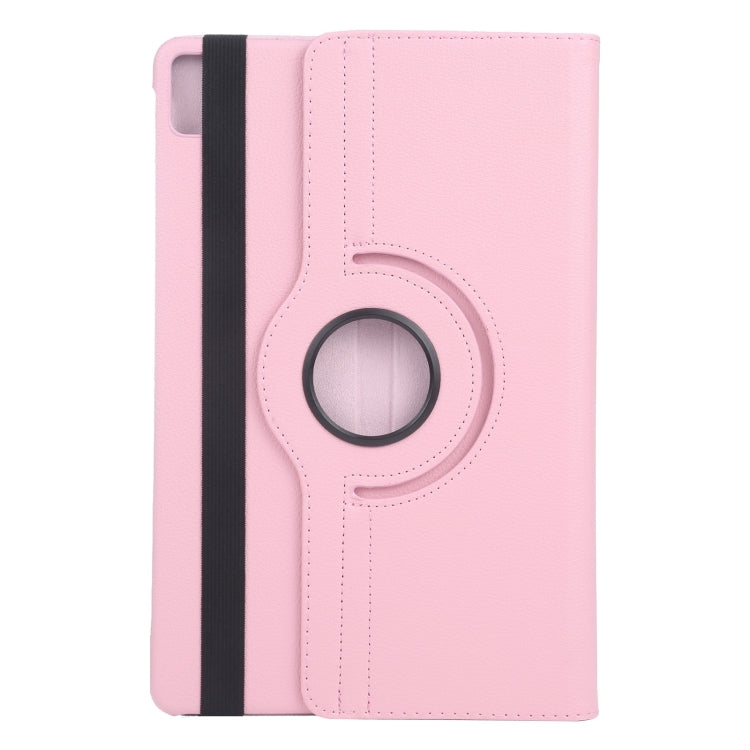 For iPad Pro 11 2024 360 Degree Rotation Litchi Texture Leather Tablet Case with Holder(Pink)