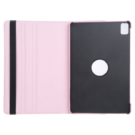 For iPad Pro 11 2024 360 Degree Rotation Litchi Texture Leather Tablet Case with Holder(Pink)