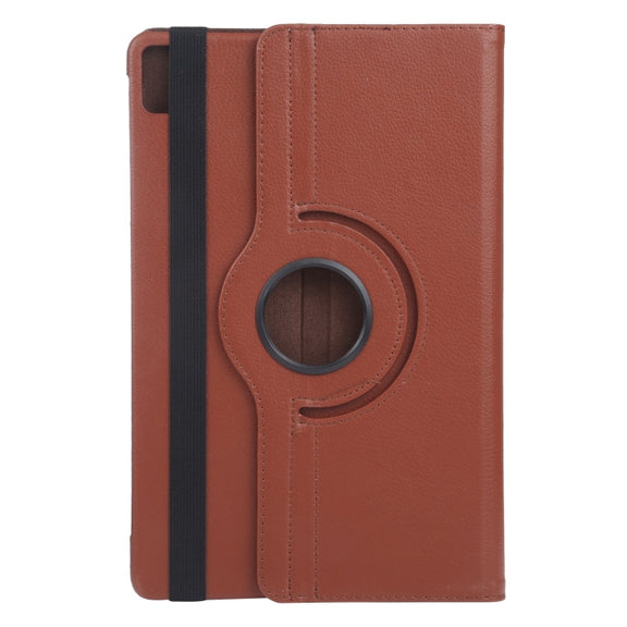 For iPad Pro 11 2024 360 Degree Rotation Litchi Texture Leather Tablet Case with Holder(Brown)