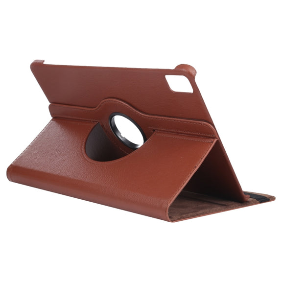 For iPad Pro 11 2024 360 Degree Rotation Litchi Texture Leather Tablet Case with Holder(Brown)