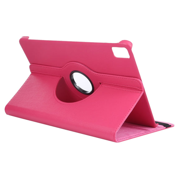 For iPad Pro 11 2024 360 Degree Rotation Litchi Texture Leather Tablet Case with Holder(Rose Red)