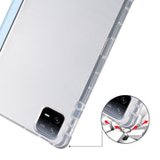 For iPad Pro 13 2024 3-fold Clear TPU Smart Leather Tablet Case with Pen Slot(Ice Blue)