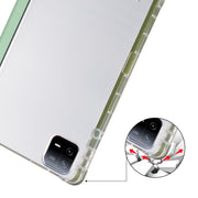 For iPad Pro 11 2024 3-fold Clear TPU Smart Leather Tablet Case with Pen Slot(Green)