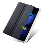 For iPad Air 11 2024 3-fold Clear TPU Smart Leather Tablet Case with Pen Slot(Black)