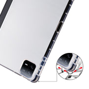 For iPad Air 11 2024 3-fold Clear TPU Smart Leather Tablet Case with Pen Slot(Black)