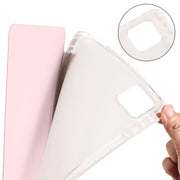 For iPad Air 11 2024 3-fold Clear TPU Smart Leather Tablet Case with Pen Slot(Sand Pink)