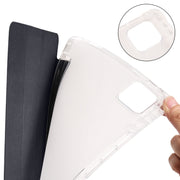 For iPad Air 13 2025 / 2024 3-fold Clear TPU Smart Leather Tablet Case with Pen Slot(Black)