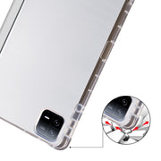 For iPad Air 13 2024 3-fold Clear TPU Smart Leather Tablet Case with Pen Slot(Space Gray)