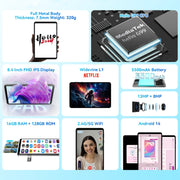 HEADWOLF Fpad5 4G LTE Tablet PC, 8GB+128GB, 8.4 inch Android 14 MT6789 Octa Core Support Dual SIM, Global Version with Google Play(Black)