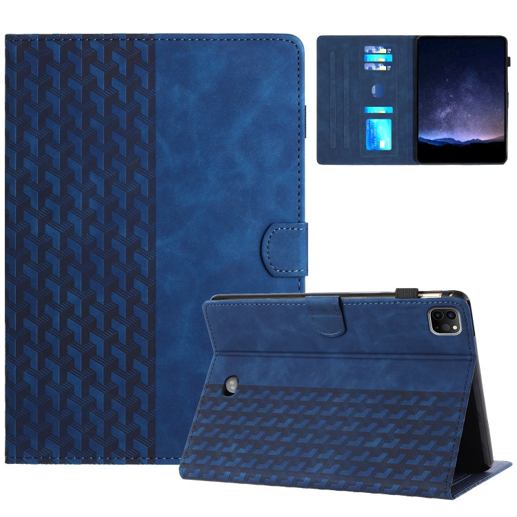 For iPad Pro 11 2024 Building Blocks Embossed Leather Smart Tablet Case(Blue)
