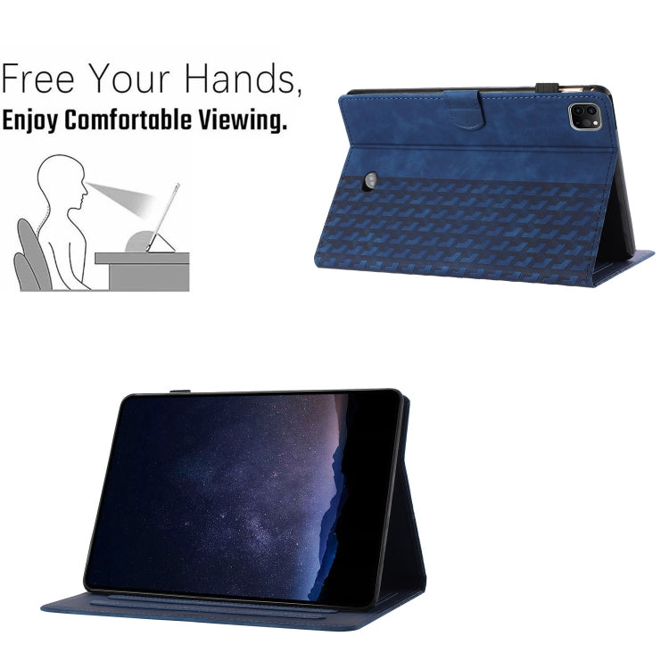 For iPad Pro 11 2024 Building Blocks Embossed Leather Smart Tablet Case(Blue)