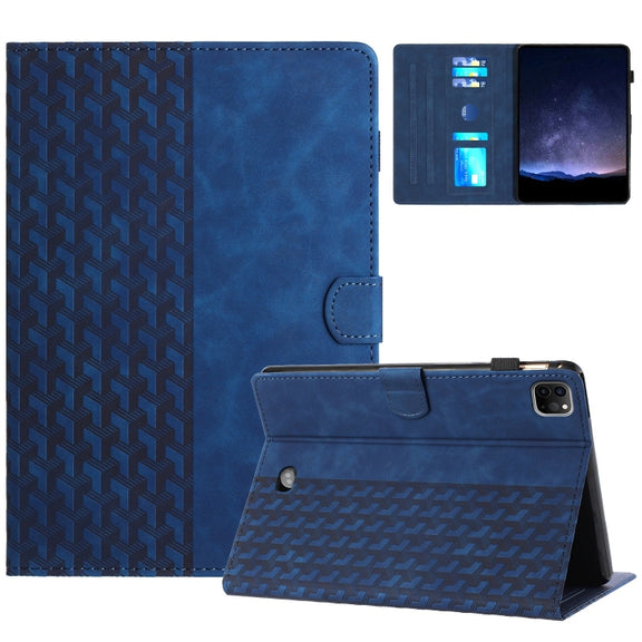 For iPad Pro 11 2024 Building Blocks Embossed Leather Smart Tablet Case(Blue)