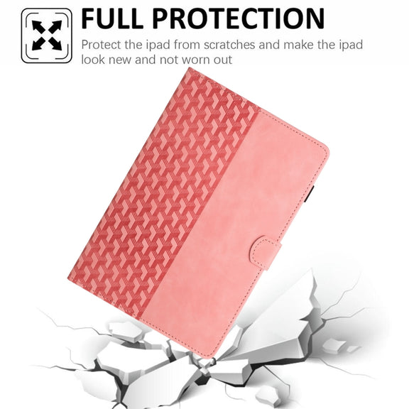 For iPad Pro 11 2024 Building Blocks Embossed Leather Smart Tablet Case(Pink)