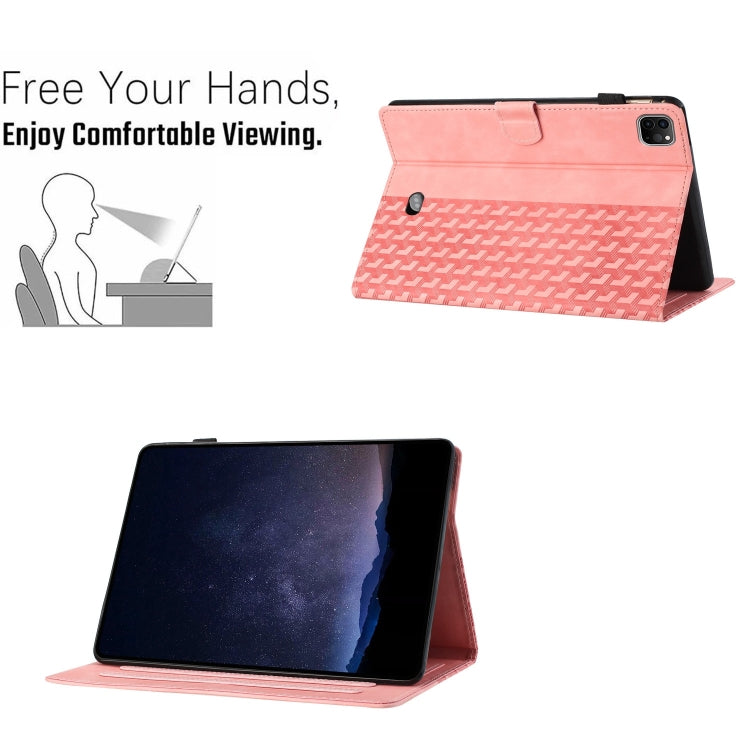 For iPad Pro 11 2024 Building Blocks Embossed Leather Smart Tablet Case(Pink)