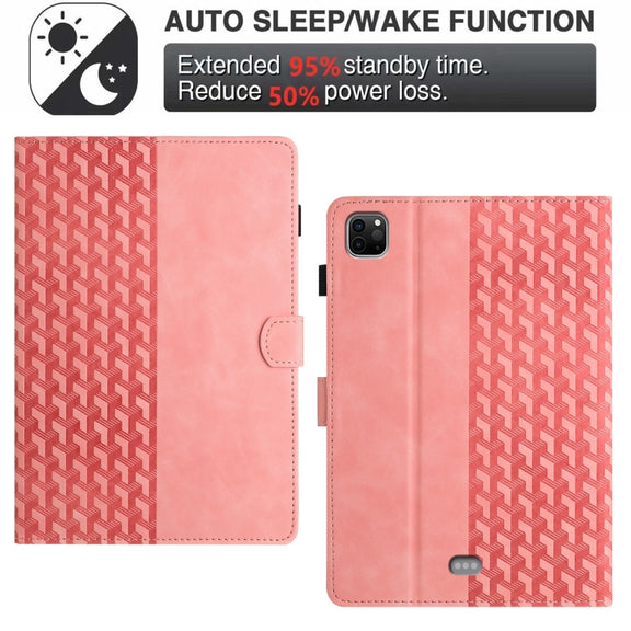 For iPad Pro 11 2024 Building Blocks Embossed Leather Smart Tablet Case(Pink)