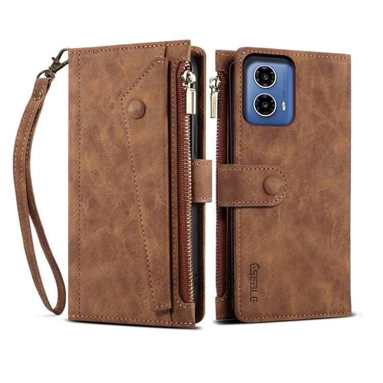 For Motorola Moto G85 ESEBLE Retro Frosted RFID Leather Phone Case(Brown)