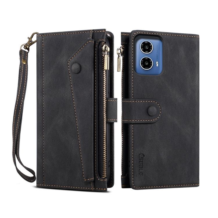 For Motorola Moto G34 5G / G45 5G ESEBLE Retro Frosted RFID Leather Phone Case(Black)