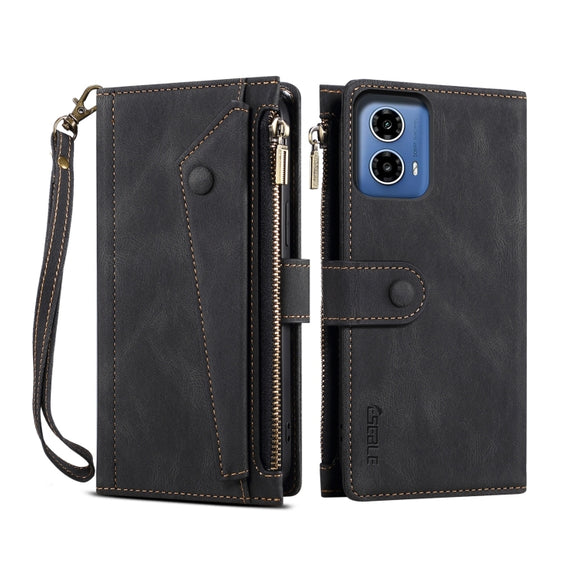 For Motorola Moto G34 5G / G45 5G ESEBLE Retro Frosted RFID Leather Phone Case(Black)