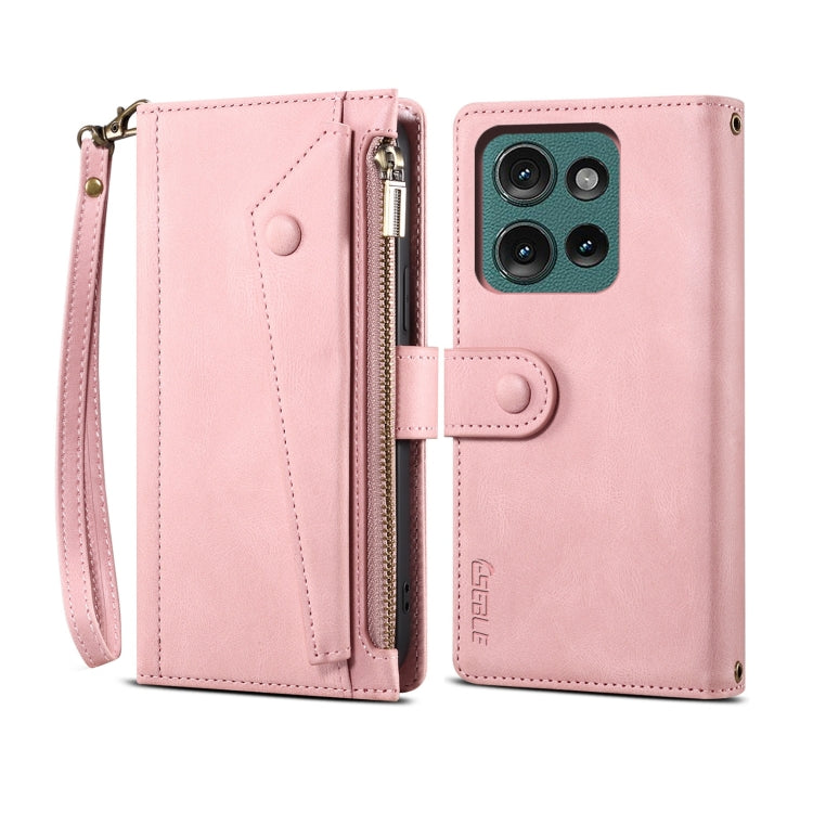 For Motorola Moto G75 5G ESEBLE Retro Frosted RFID Leather Phone Case(Rose Gold)