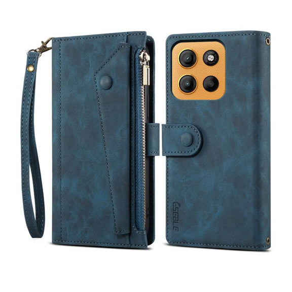 For Motorola Moto G15 ESEBLE Retro Frosted RFID Leather Phone Case(Dark Green)