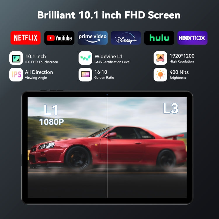 HEADWOLF Wpad5 WIFI Tablet PC, 4GB+128GB, 10.1 inch Android 14 Unisoc Tiger T606 Octa Core, Global Version with Google Play(Dark Grey)