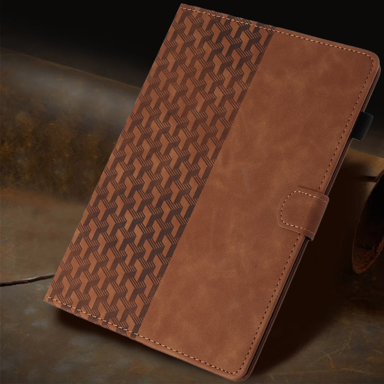 For Lenovo Tab M11/Xiaoxin Pad 11 2024 Building Blocks Embossed Leather Smart Tablet Case(Brown)