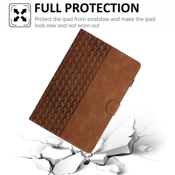 For Lenovo Tab M11/Xiaoxin Pad 11 2024 Building Blocks Embossed Leather Smart Tablet Case(Brown)